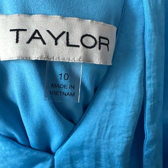 TAYLOR RUMPLE SATIN MINI DRESS BLUE SIZE 10 - Picture 5 of 5